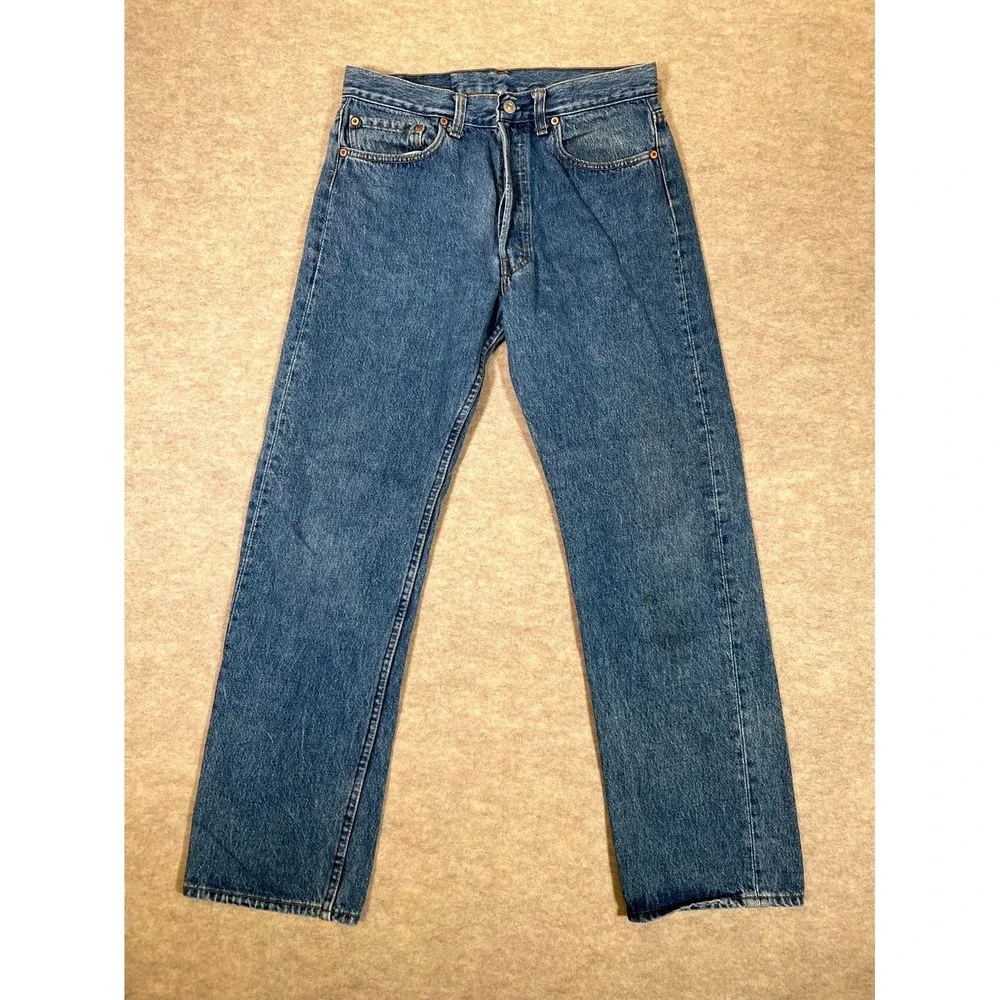 Levi's 501 Straight‎ Jeans Mens 33x30 Blue Denim Cotton Mid Rise Street Wear
